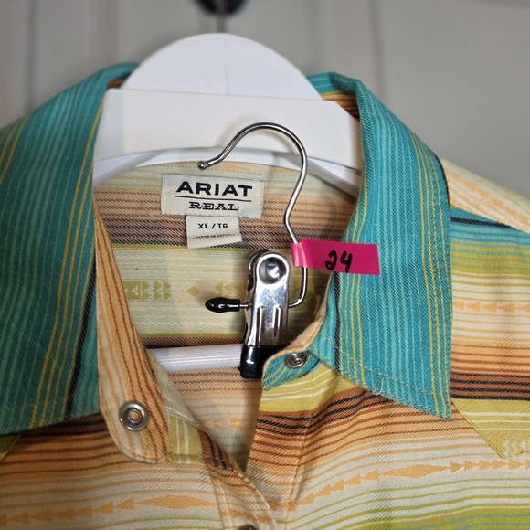 Ariat Real Mesmerizing Serape Stripe Western Shirt Sz Lg Snap Long Sleeve Women - Picture 6 of 6